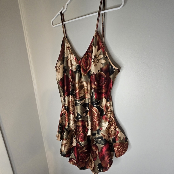 Vintage Cliche Romantic Sexy Floral Rose Figure Flattering Mini Slip Dress XL - Picture 3 of 6